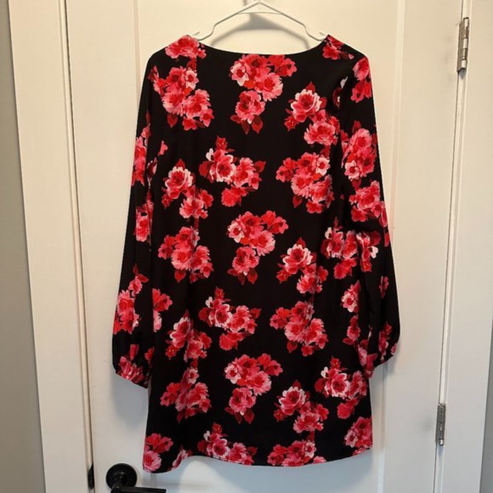 Floral Black & Pink Long Sleeve Peach‎ Love dress - Picture 4 of 5